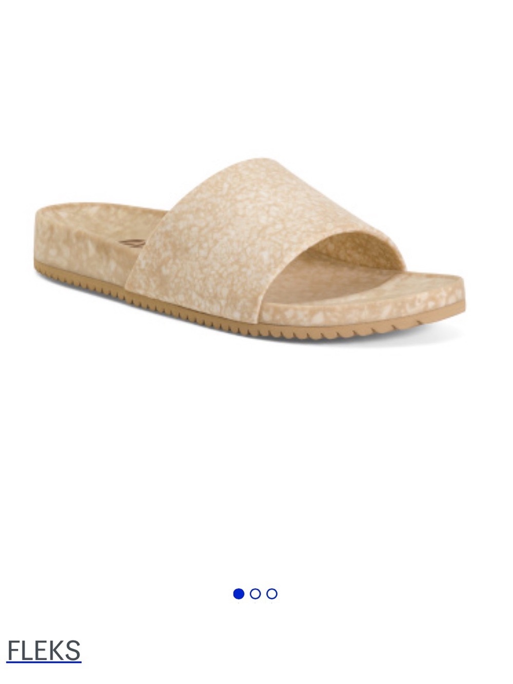 10 Mens/11
Womens
Beige Slide Sandal